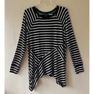 Dressbarn Various Sz White Black Striped Stretch Pullover Blouse Asymmetrical He
